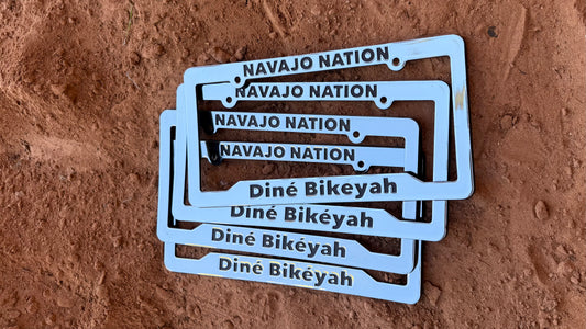 4 frames - Dine' Bikeyah car license frames (chrome)