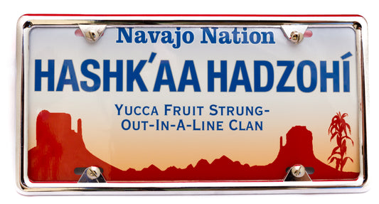 Hashk’aa hadzohí –  Yucca Fruit-Strung-Out-In-A-Line License Plate