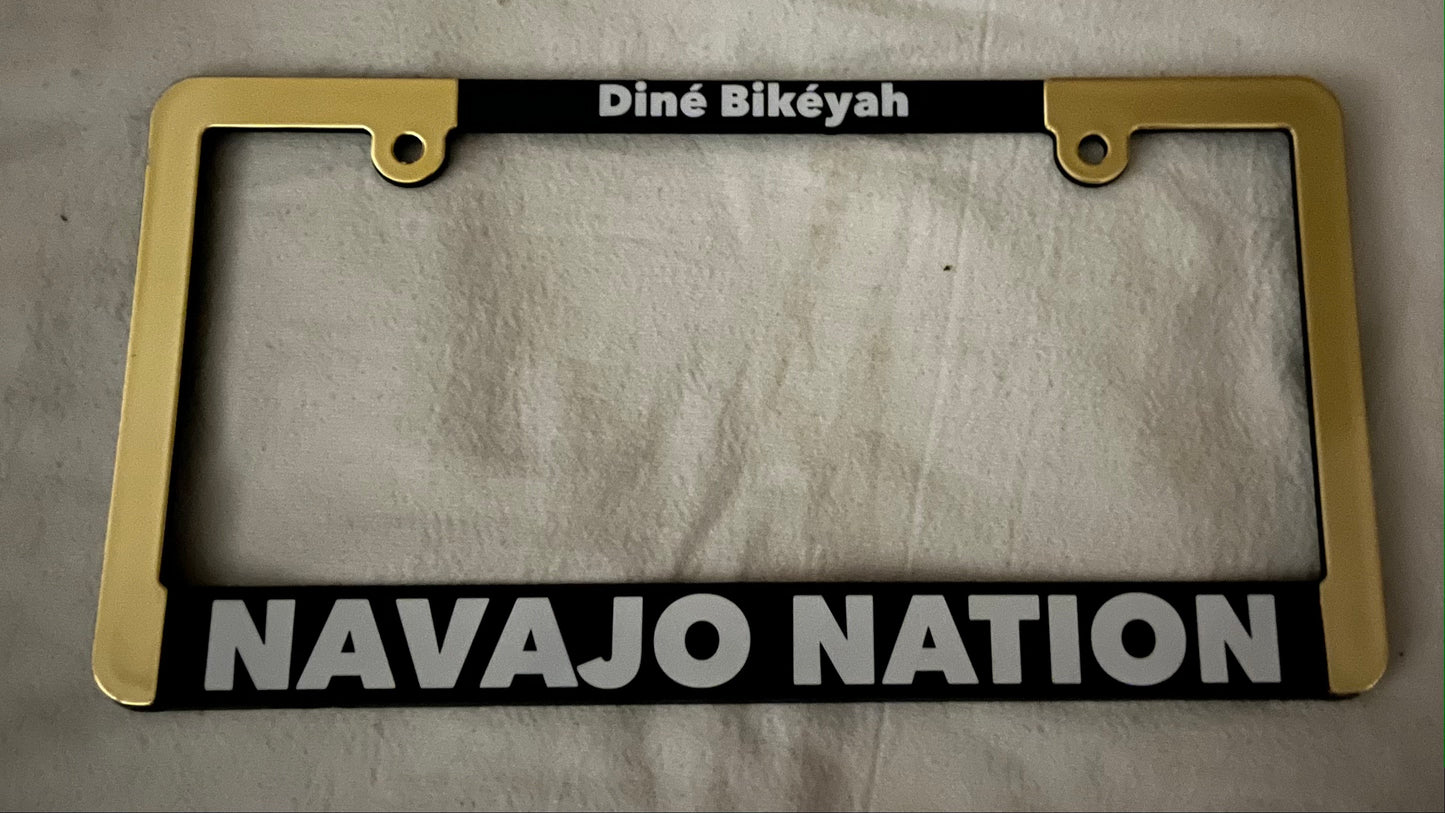 Navajo License Plate Frame (Gold-White text)